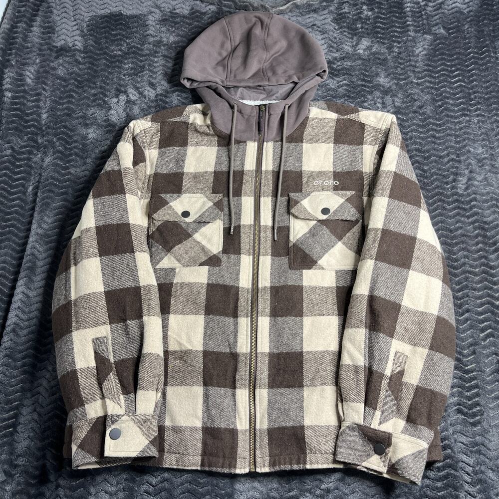 Ororo Mens Full Zip plaid Fleece Jacket Size L